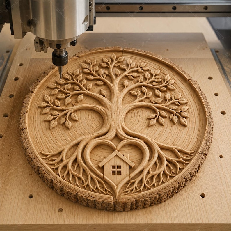 CNC & 3D Printed Tree of Life With House in the Roots, Very High ...