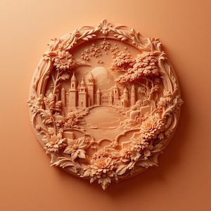 Modèle 3D de chateau, paysage STL, relief 3D, sculpture CNC