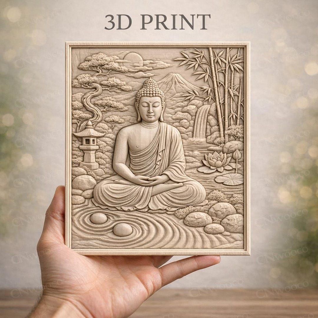 3D Print STL Buddha Bas Relief Wall Art Zen Meditation Decor Printable ...