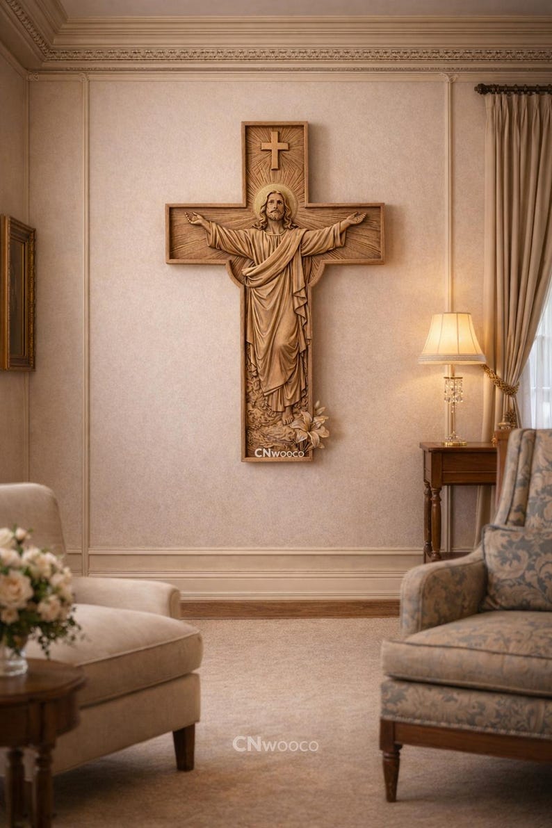CNC File & 3D Printing Cross of Jesus Christ – Christian Bas-relief for ...