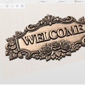 CNC File & 3D Printing – Floral Welcome Sign – 3D Relief for Door and ...