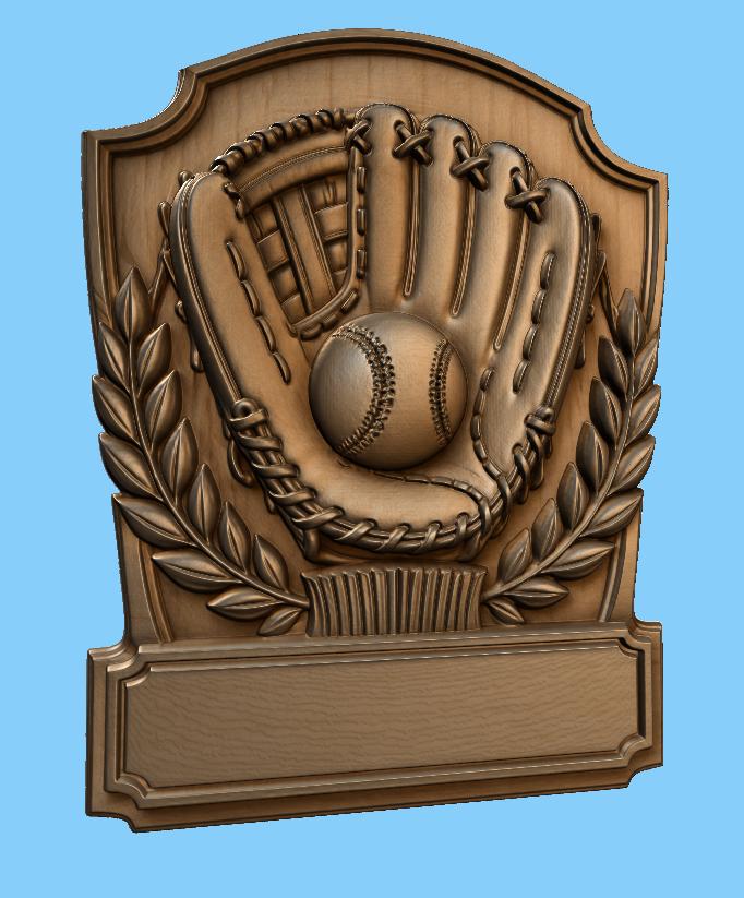 CNC & 3D Printed Relief Baseball With Glove and Ball, Very High Quality ...