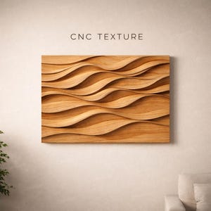 Panel de textura de madera CNC STL, patrón de relieve ondulado, archivo de tallado CNC, decoración de pared para carpintería, diseño de textura para puertas de muebles