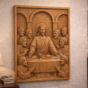 Basrelief „Das letzte Abendmahl“ – CNC-Dekoration, 3D-Gravurdatei | Wandbild „Das letzte Abendmahl“