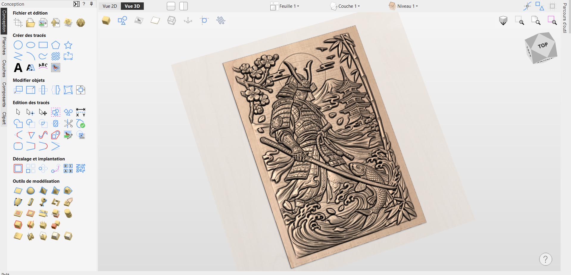 CNC & 3D Printing File of a Japanese Samurai and Koi Carp – Detailed ...