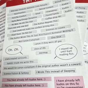 Fanfic Tags AO3 Fanfiction Tags Sticker Sheet - Waterproof Vinyl Stickers for Book ...