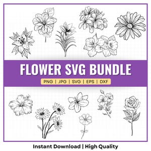 Flower SVG Bundle: Floral Graphics, Cricut & Silhouette (Digital Download)
