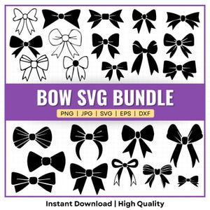 Ribbon Bow SVG Bundle: Coquette Bows, Hair Bow (Digital Download)