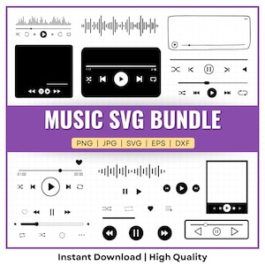 Music Player SVG Bundle: Audio Control Buttons, Song Art (Digital Download)