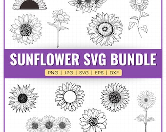 Sunflower SVG Bundle: Floral Graphic Designs (Digital Download)