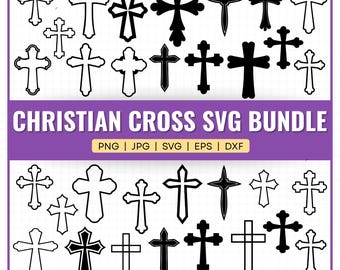 Christian Cross SVG Bundle: Catholic Silhouette Cut Files (Digital Download)