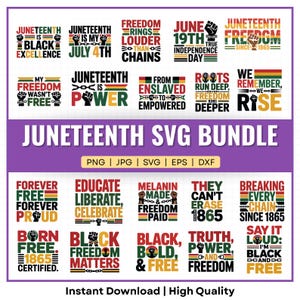 Juneteenth SVG PNG Bundle: Black History Designs (Digital Download, 20+ Files