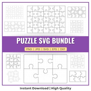 Puzzle SVG Bundle: Jigsaw Puzzle Template for Laser Cutting