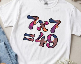 hm, Viral Math Meme T-Shirt, 7x7=49 T-Shirt, Funny Gen Z Meme T-Shirt, Inappropriate Embarrassing T-Shirt, Gen Z, Offensive Deranged T-Shirt