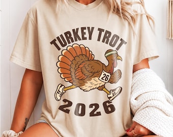 Turkey Trot 2026 Shirt, Retro Running Turkey Graphic Tee, Vintage 70s Thanksgiving Race T-Shirt, Funny Runner Gift