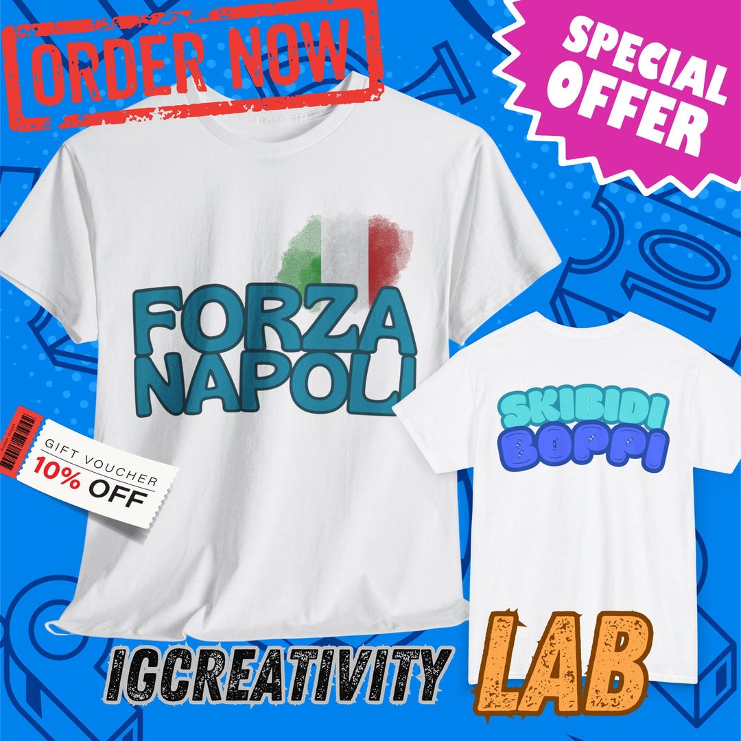 VABBÈ FORZA NAPOLI SKIBIDIBOPPI testo blu scuro Maglietta