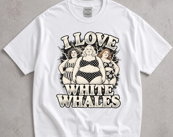 I Love White Whales Shirt, Funny Beach Graphic Tee, Vintage Adult Humor T-Shirt, Summer Meme Gift