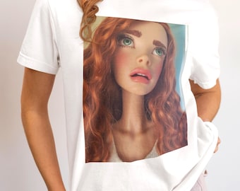 Popular Tshirt Gen Unisex Cotton Tee - Funny Distressed Doll Face Meme Shirt, Modern Fit, Soft Comfortable, Gift