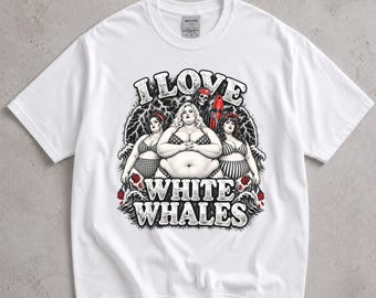 I Love White Whales Shirt, Retro Bikini Pool Float Tee, Funny Ocean Graphic T-Shirt, Cheeky Summer Gift