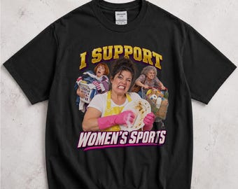 I Support Women's Sports Shirt, Dishwashing Chaos Graphic Tee, Funny Housework Collage T-Shirt, Retro 90s Meme Gift