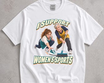I Support Women's Sports Shirt, Domestic Curling Tee, Funny Ironing and Cleaning Graphic T-Shirt, Sarcastic Adult Humor Gift