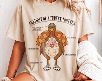 Anatomy of a Turkey Trotter Shirt, Funny Running Turkey Diagram Tee, Vintage Thanksgiving Graphic T-Shirt, 5K Runner Gift