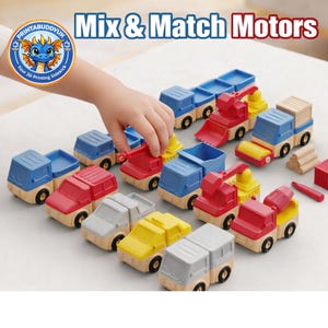 Set de vehículos de juguete modulares: combina camiones, furgonetas y camiones