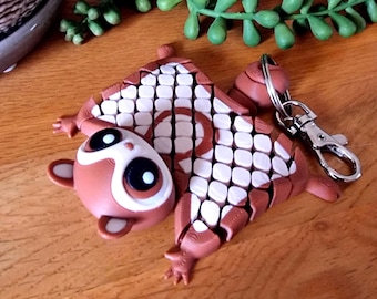3D Printed Flying Squirrel Keychain | Flexible PLA Animal Bag Charm | Sugar Glider