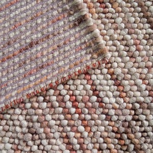 Chunky Wool Loop Rug – Handwoven Natural Wool Carpet | Textured Farmhouse Area Rug | Beige Terracotta Handmade Rug