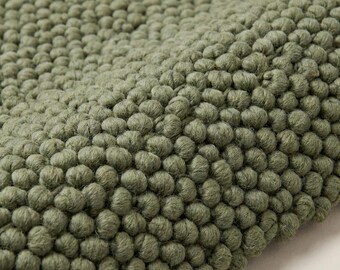 Chunky Wool Area Rug, Handwoven Sage Green Rug, Textured Natural Fiber Carpet, Cozy Modern Living Room Rug, Artisan Home Decor