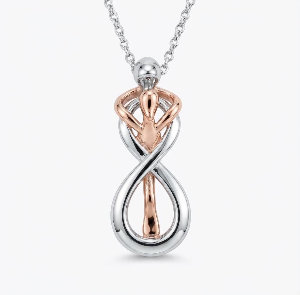 Collana Abbraccio Cuore In Argento 925 Con Cristallo - Lunghezza 20 Pollici