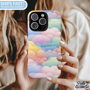Pastel Rainbow Cloud Phone Case Soft Aesthetic iPhone Cover Kawaii Sky Phone Case Cute Colorful Cloud iPhone case Dreamy Whimsical Case