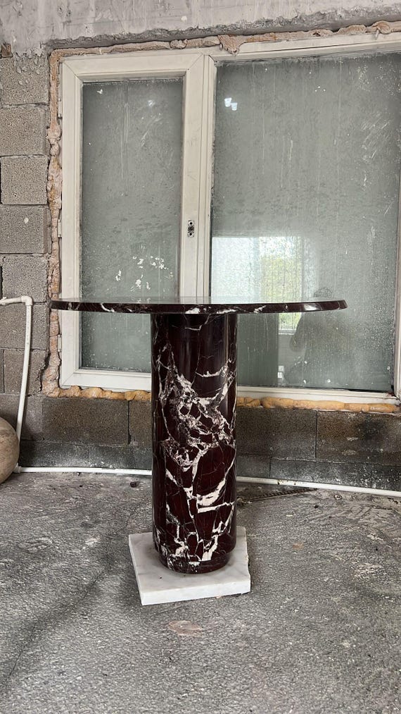Red Marble Round Table. Round Marble Table. Round Marble Dining Table. Marble Dining Table. Round Entryway Table. Marble Hallway Table.