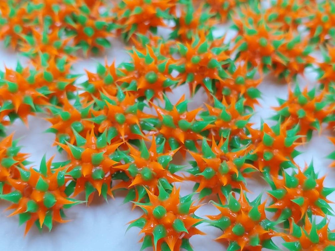 6mm Orange & Green Rubber Spike Beads Set of 10 Etsy