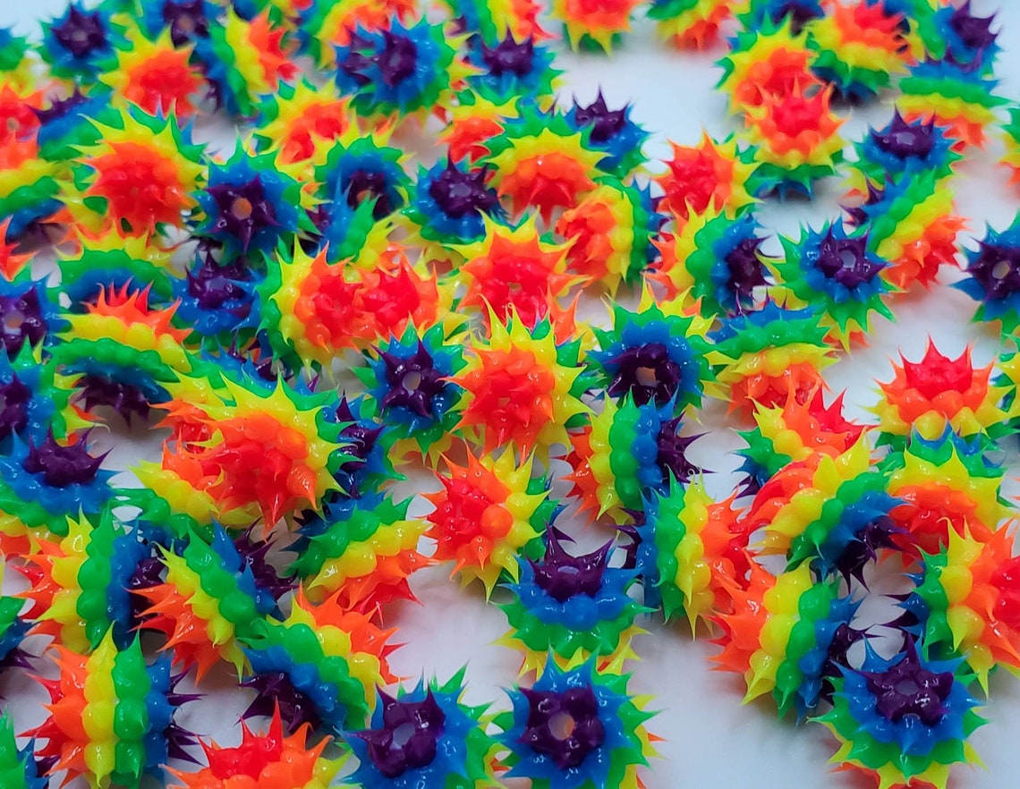 8mm Rainbow Rubber Spike Beads Set of 10 Etsy