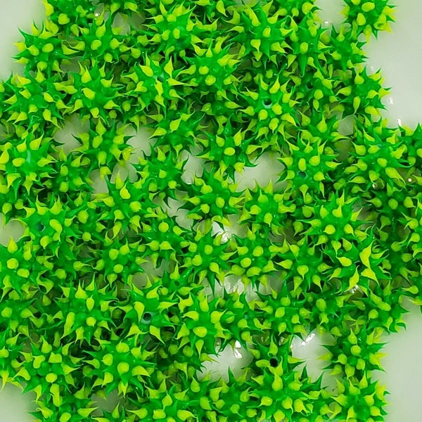 6mm Lime Green & Yellow Rubber Spike Beads - Set of 10