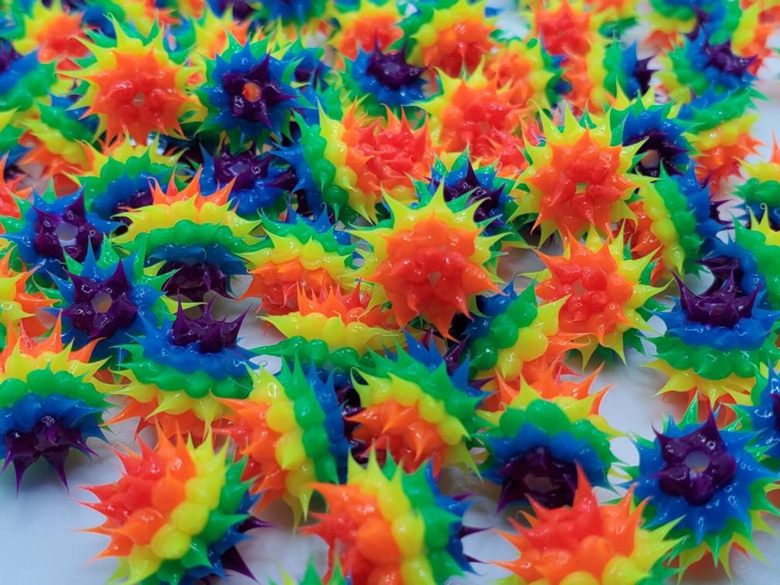8mm Rainbow Rubber Spike Beads Set of 10 Etsy