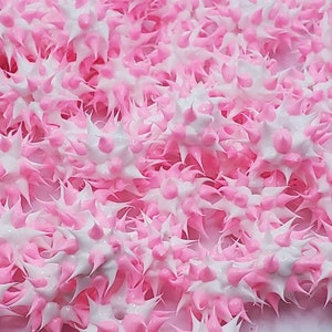 8mm Pink & White Rubber Spike Beads - Set of 10