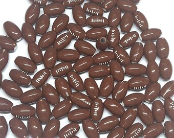 15x9mm Brown Football Sports Pony Beads - Bag of 30