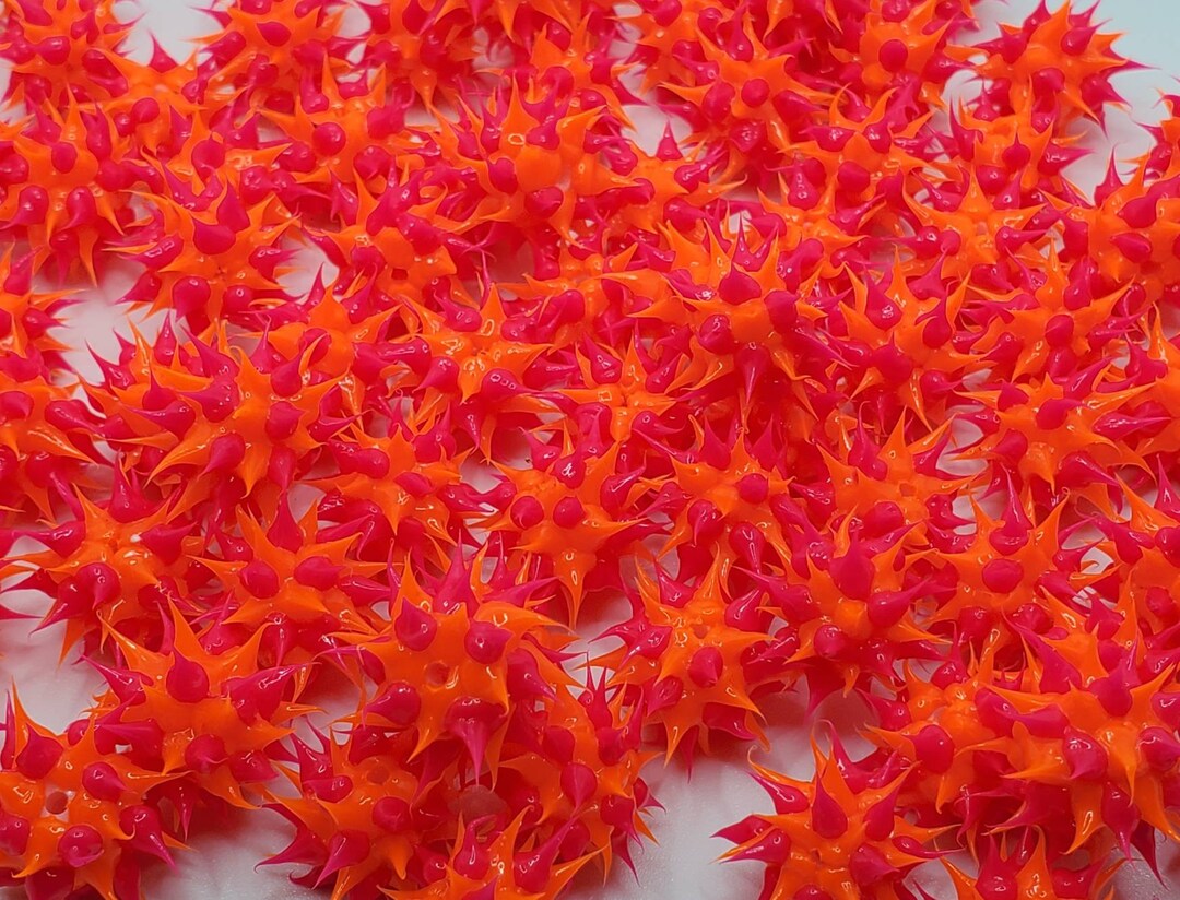 8mm Orange & Pink Rubber Spike Beads Set of 10 Etsy