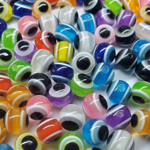 Resin Multi-colored Evil Eye Eyeball 10mm Beads - Package of 50