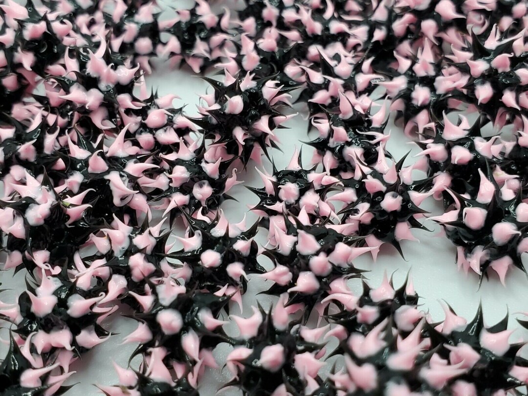 6mm Pink & Black Rubber Spike Beads Set of 10 Etsy