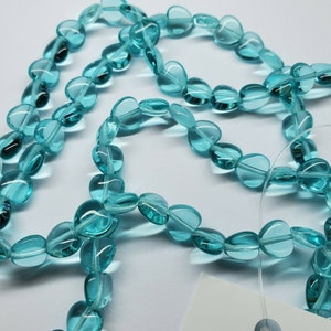 Preciosa 8x7.5mm Light Aqua Czech Pressed Glass Heart Beads -15-1/2&quot; Strand