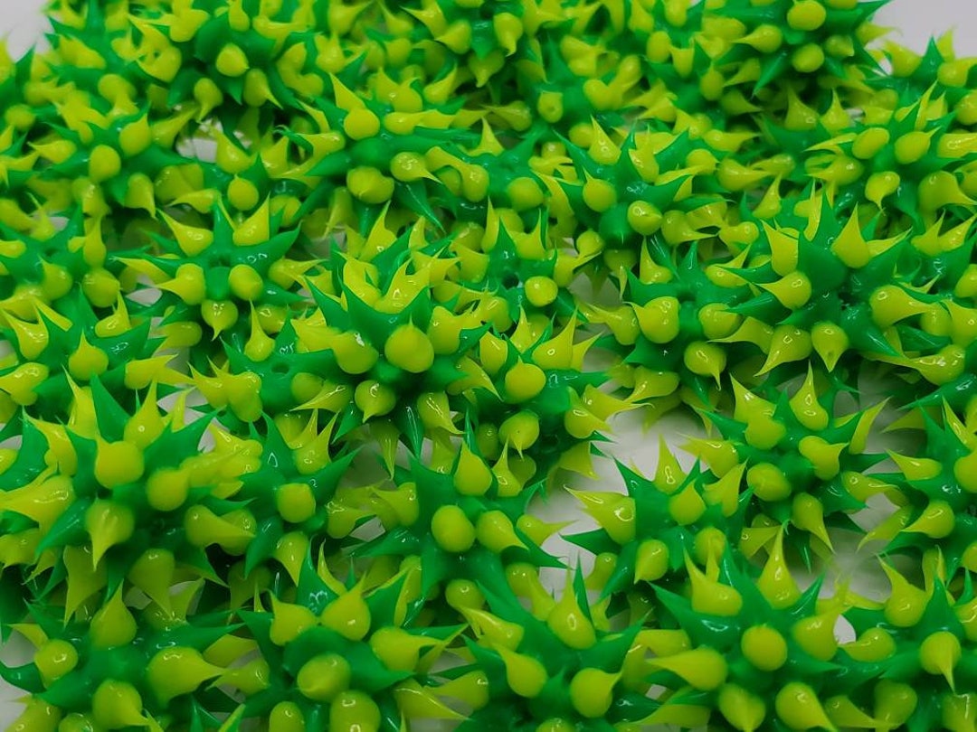 8mm Lime Green / Yellow Rubber Spike Beads Set of 10 Etsy
