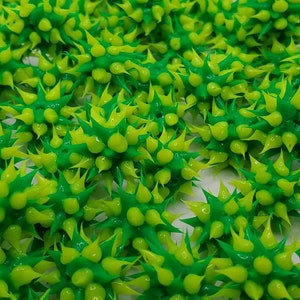 8mm Lime Green Yellow Rubber Spike Beads Set of 10 - Main Image
