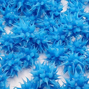 8mm Blue Light Blue Rubber Spike Beads Set of 10