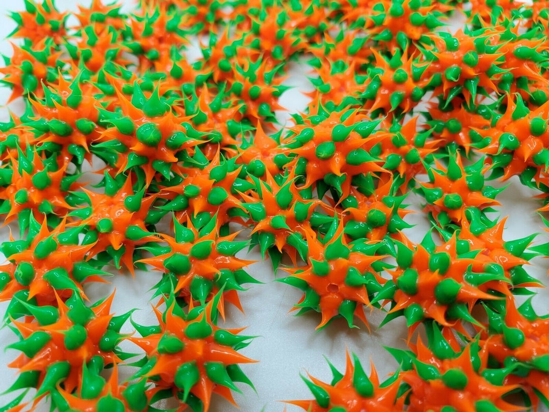 8mm Orange & Green Rubber Spike Beads Set of 10 Etsy
