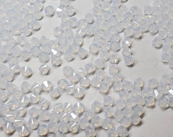 Swarovski Crystal 5328 6mm XILION White Opal Crystal Bicones - Bag of 25