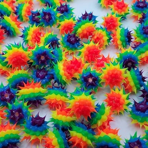 8mm Rainbow Rubber Spike Beads Set of 10