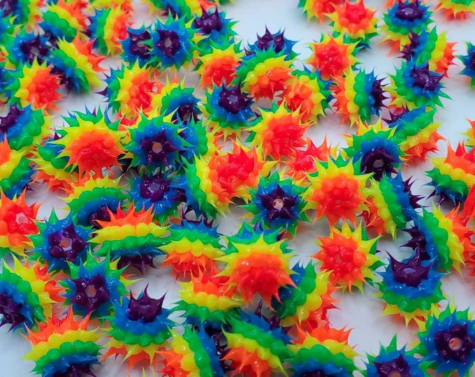 8mm Rainbow Rubber Spike Beads Set of 10 Etsy